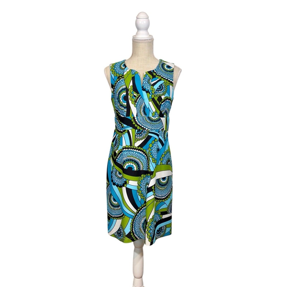 Jude Connally Multi Color Abstact Pattern Notch Neck Dress Size Small Jude Cloth